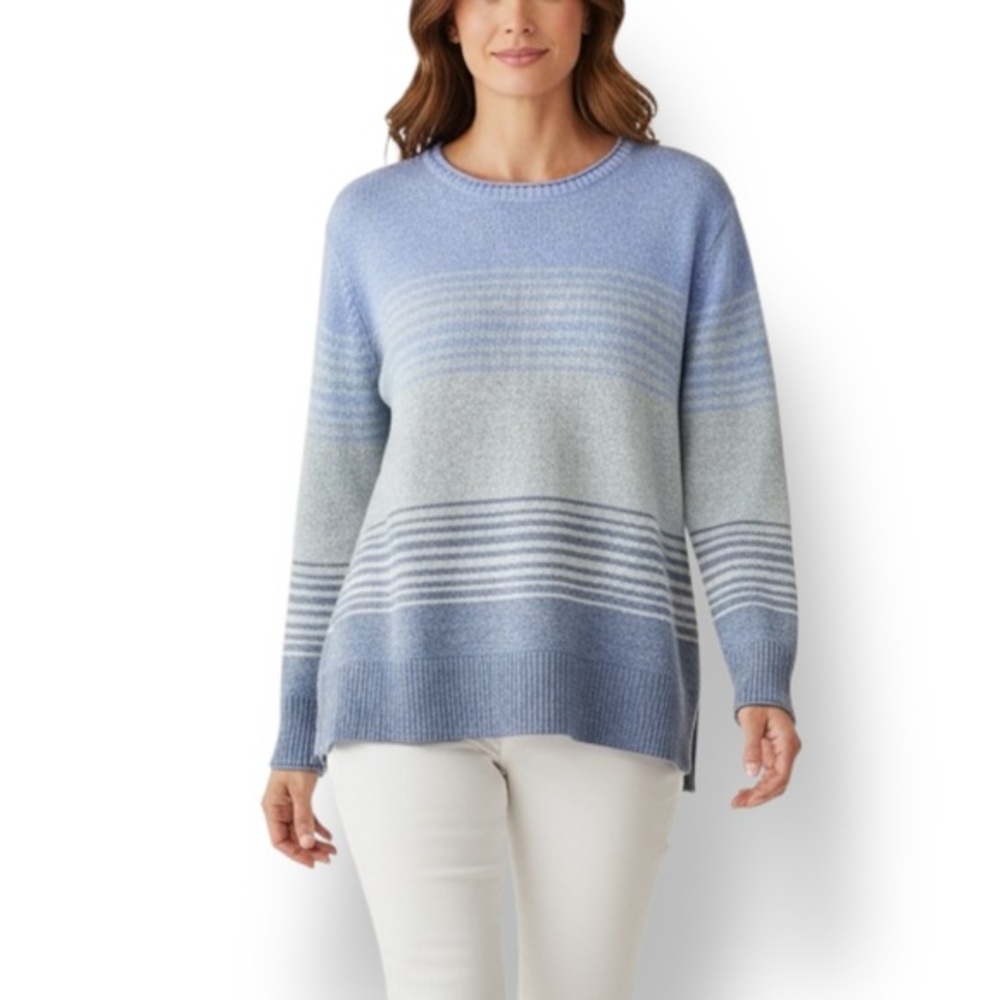 4/$20 Ella Moss Blue Ombre Stripe Knit Sweater Medium Pullover